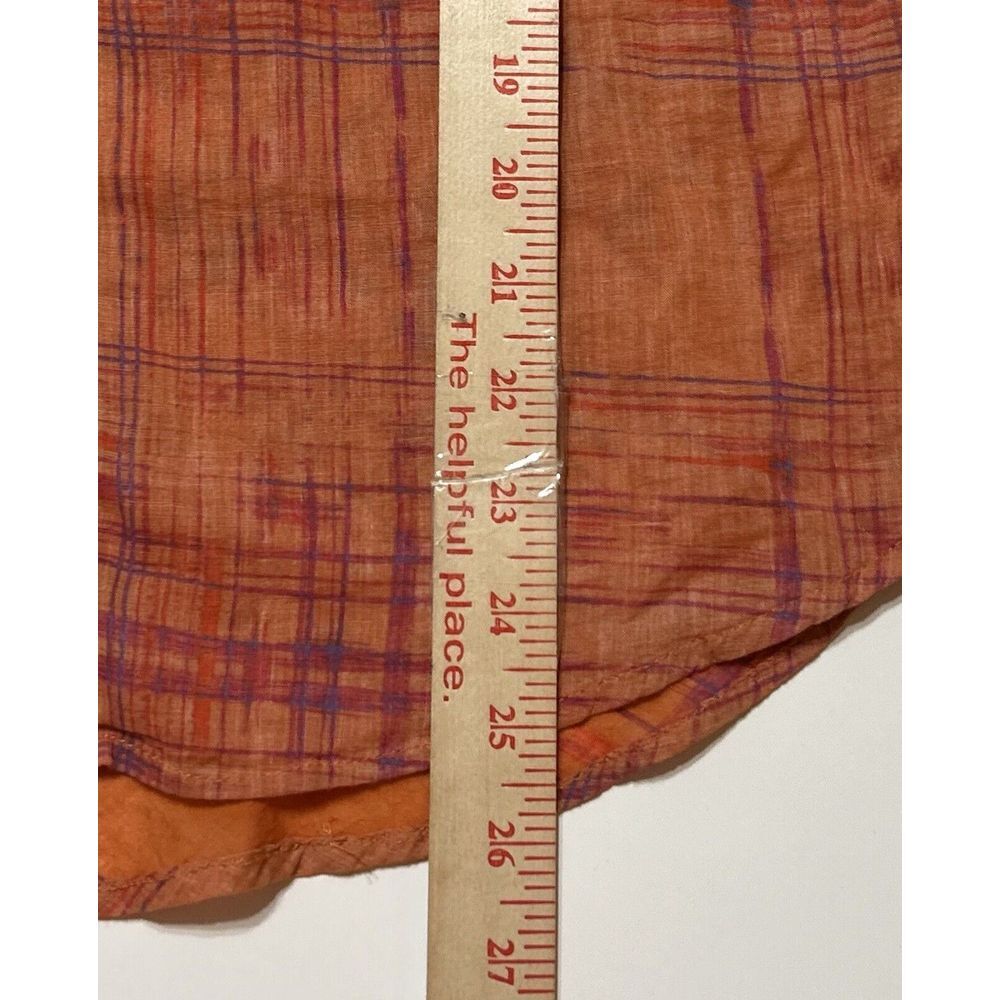 Free People‎ Womens Button Top XS Orange Purple Long Sleeve Peasant Boho Hippie - Picture 9 of 9
